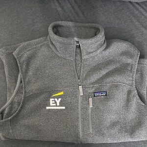 Patagonia Heather Gray Fleece Vest - Ernst and Young Logo